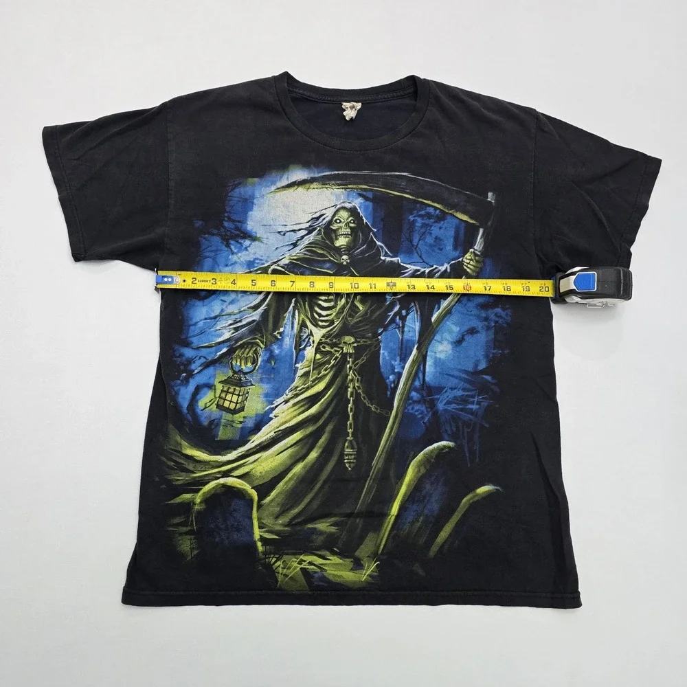 Alstyle Grim Reaper Graphic T-Shirt Mens Large Black Gothic Horror Scythe Tee